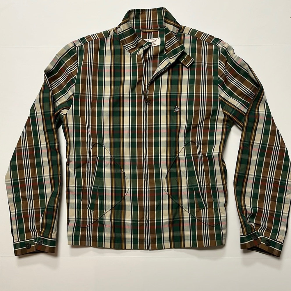 🐧 Penguin zip plaid jacket men’s size medium.